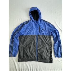 Adidas Blue Black Full Zip Swisher Windbreaker Hooded Jacket Men's Size XL NWT